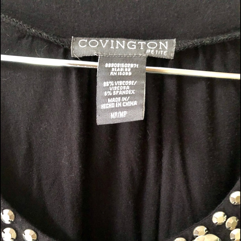 COVINGTON black studed & pleaded neckline blouse sizeM ex preloved cond - Picture 3 of 6